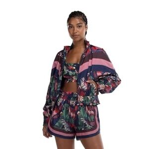 Farm Rio Viva Fitness Flight Nylon Lined Jacket Sz S